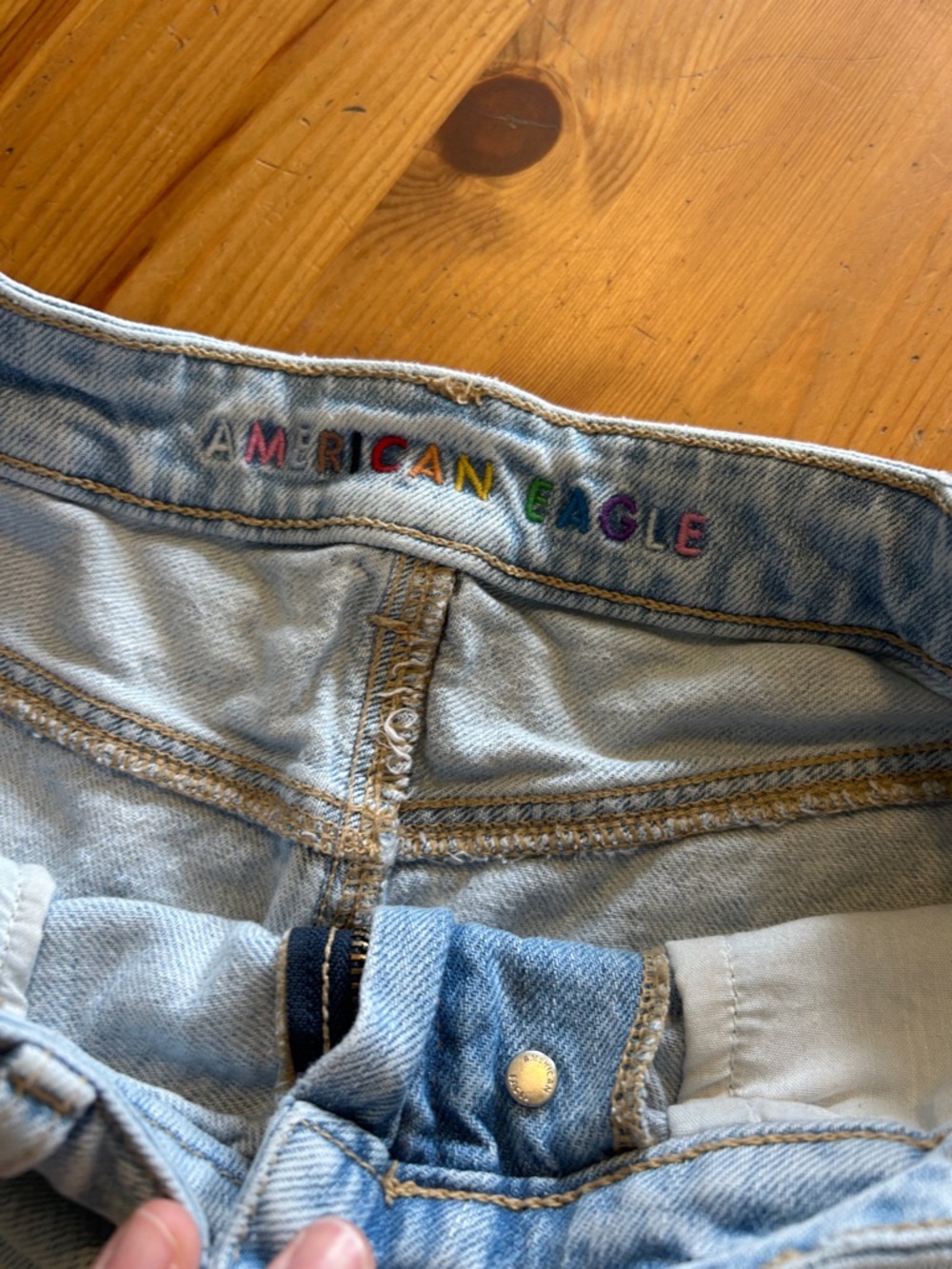 116. Light Blue Denim Women's High-Waist Skort - Picture 3 of 7